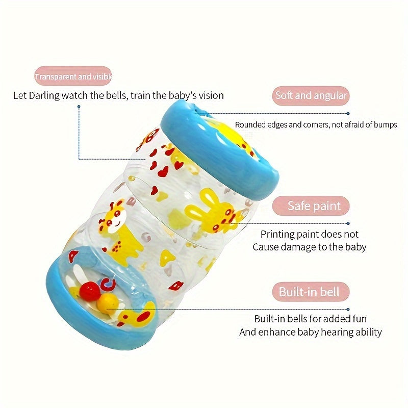 Crawling Activity Roller with Rattle & Ball – Cute Animal Toy for Home & Travel!