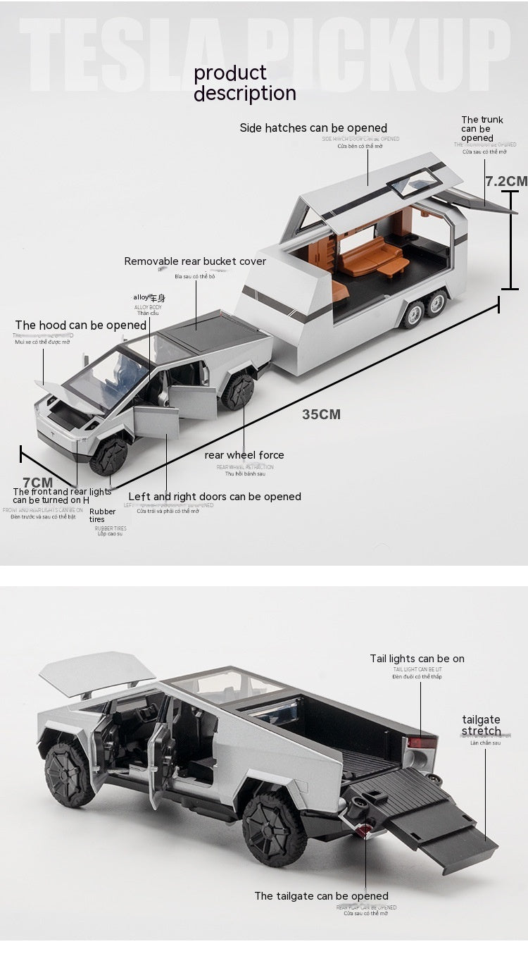 Simulation 1 To 32 Tesila Pickup Trailer Alloy Car Model Toy