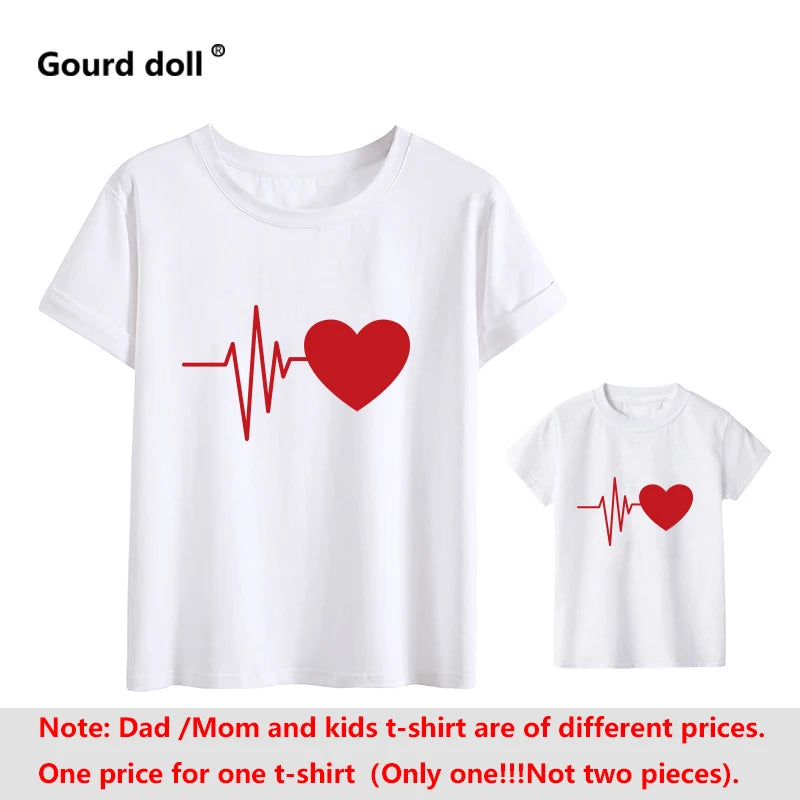 Love Heartbeat Cotton Family Matching Clothes Baby Girl