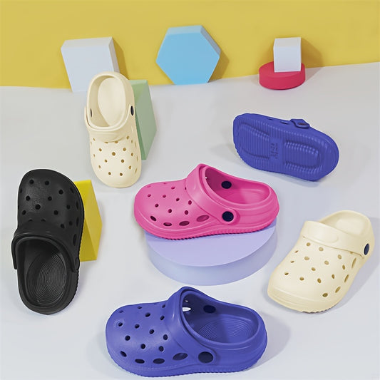 Breathable Solid Color Clogs for Kids – Lightweight, Quick-Drying, Anti-Slip for All Seasons!