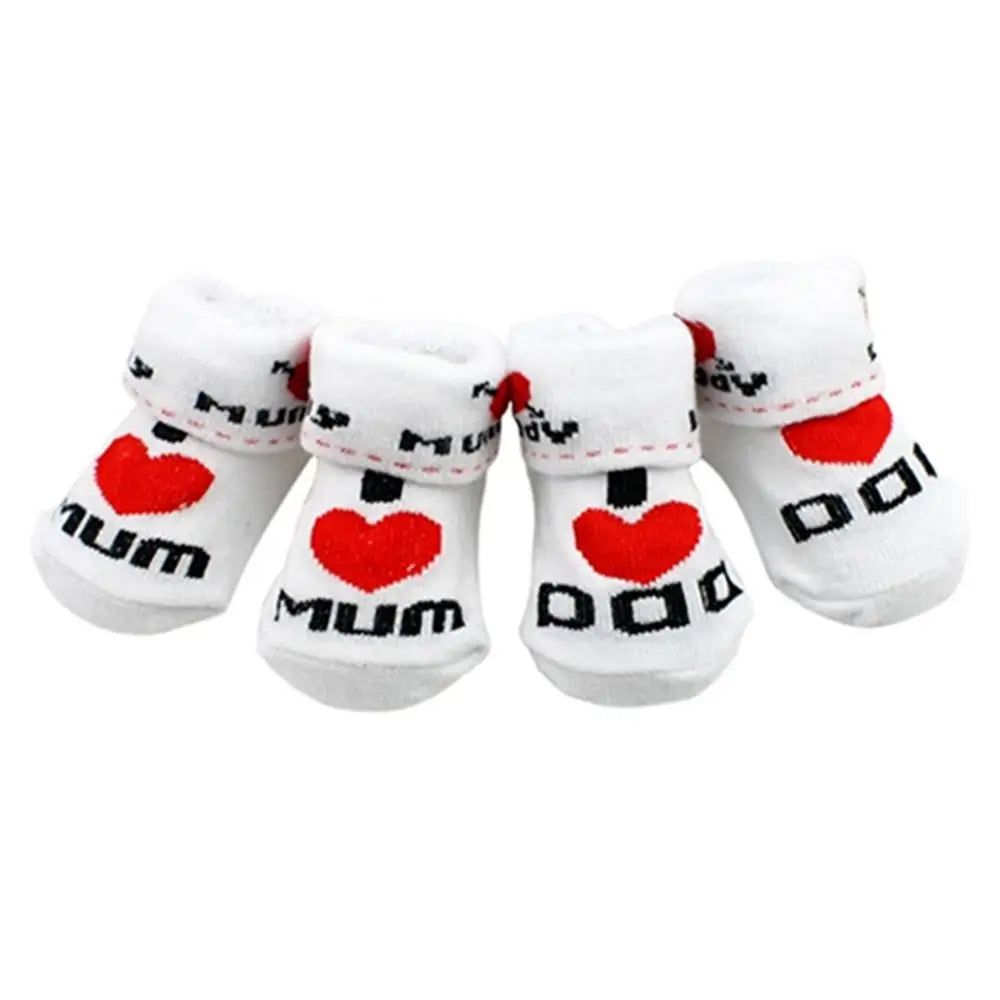 Cute Baby Cotton Socks White I Love Mum/Dad 0-6 Months Newborn Infant Boys Girls Leg Warmers Kids Clothing