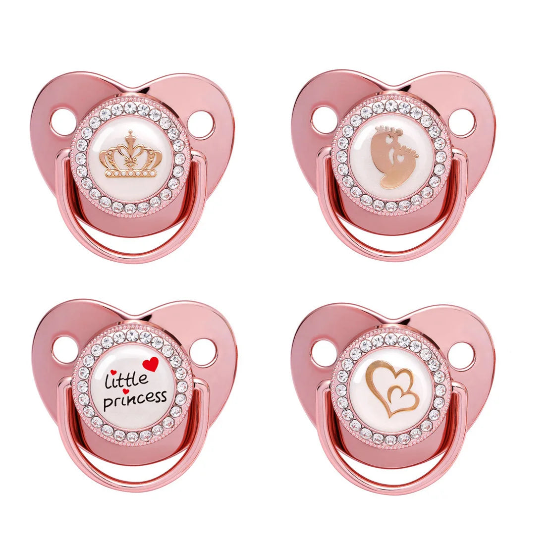 Newborn Pacifier Baby Shower Gift Bling Baby Dummy Silicone BPA Free Infant Nipple New Born Pacifiers For Babies I Love Mum Dad