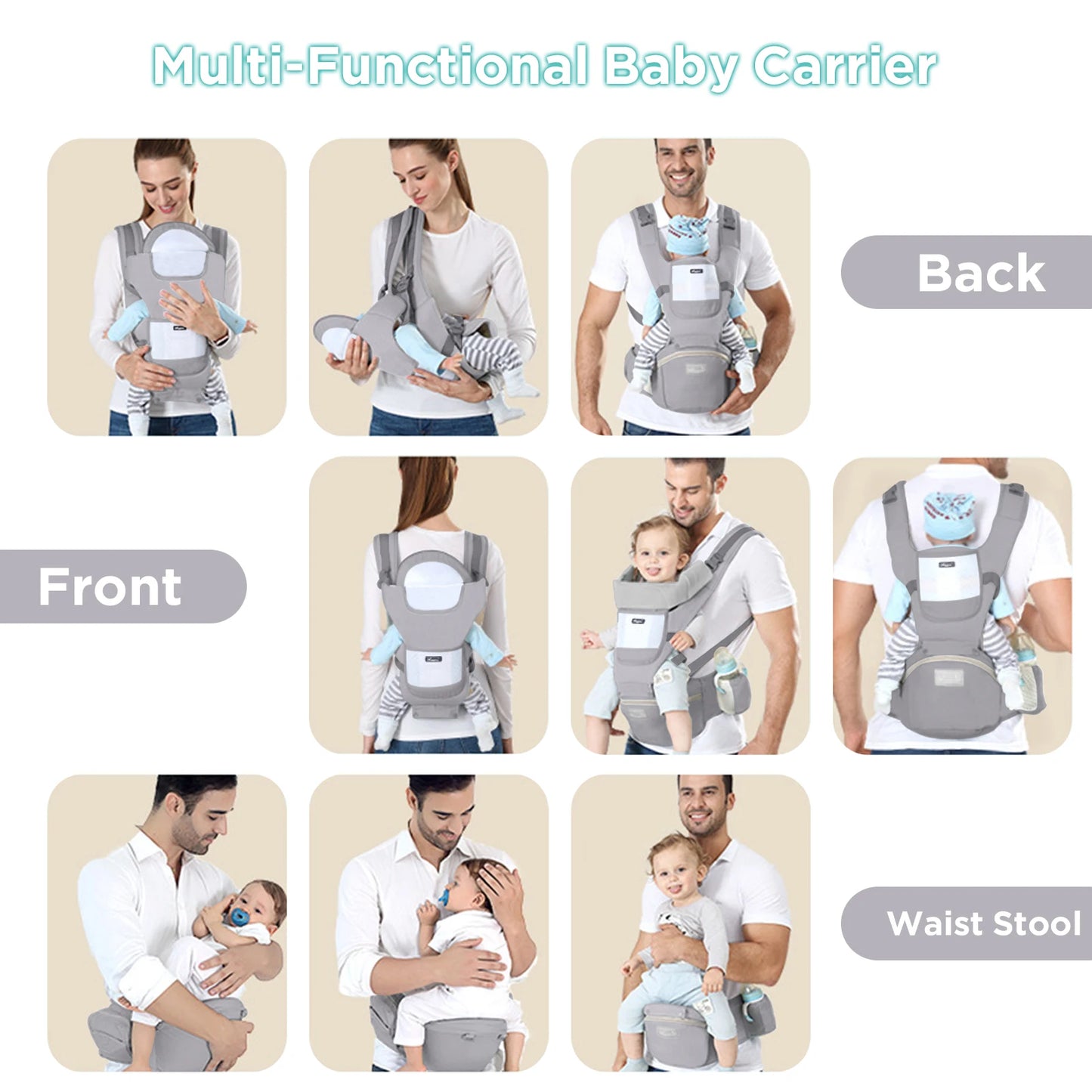 Ergonomic Baby Carrier Waist Stool – Multifunctional for Newborns to Toddlers!