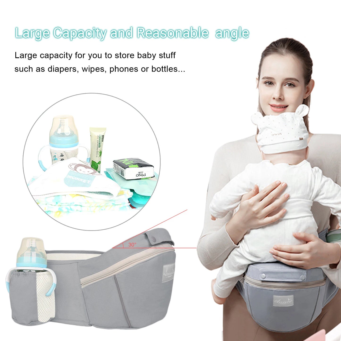 Ergonomic Baby Carrier Waist Stool – Multifunctional for Newborns to Toddlers!