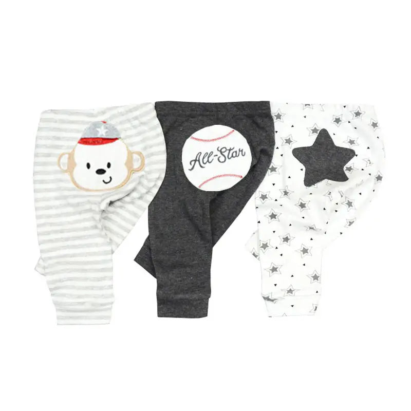 Kiddiezoom 3 Pcs/Lot  Fashion Cartoon 100%Cotton Baby Boy Girl Pants Soft Baby Trousers