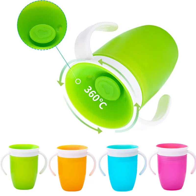 360° Rotating Baby Drinking Cup – Leakproof with Double Handles & Flip Lid!