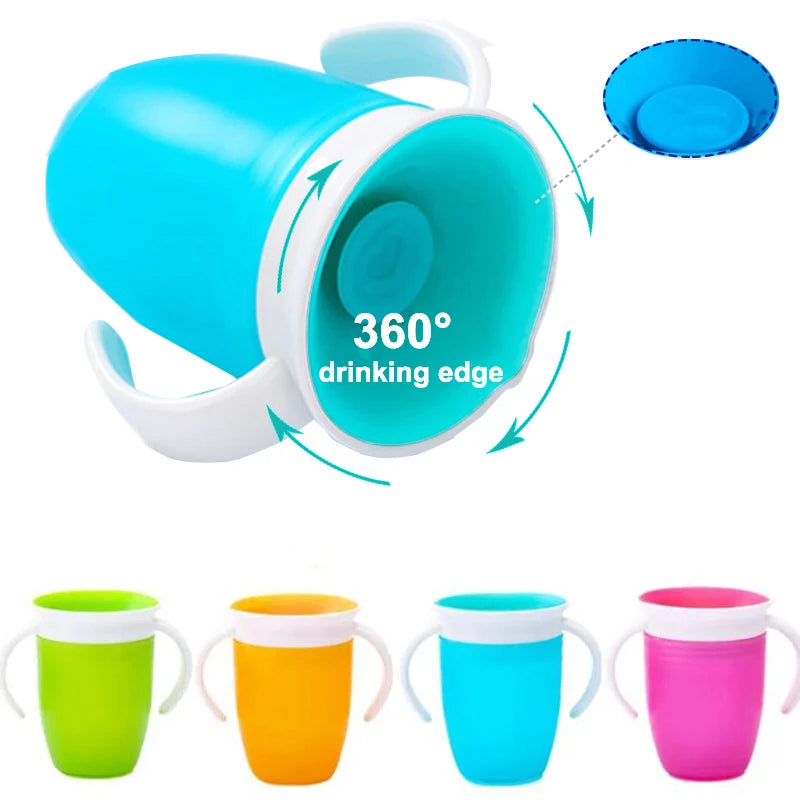 360° Rotating Baby Drinking Cup – Leakproof with Double Handles & Flip Lid!