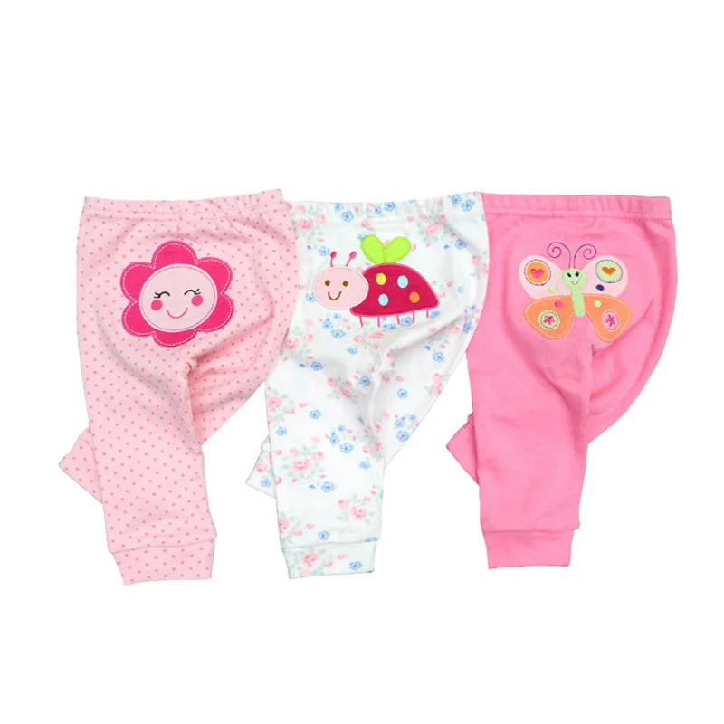 Kiddiezoom 3 Pcs/Lot  Fashion Cartoon 100%Cotton Baby Boy Girl Pants Soft Baby Trousers