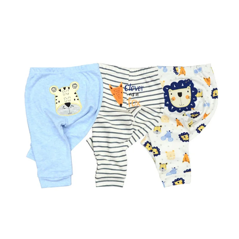 Kiddiezoom 3 Pcs/Lot  Fashion Cartoon 100%Cotton Baby Boy Girl Pants Soft Baby Trousers