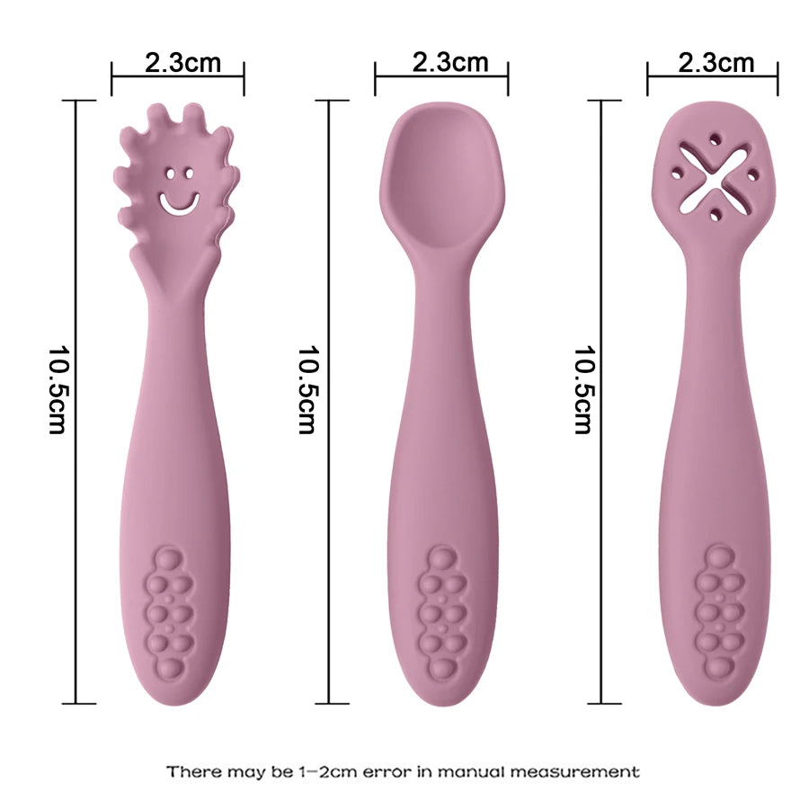 3PCS Cute Baby Learning Spoons Set – Ideal for Newborn Feeding & Toddler Weaning!