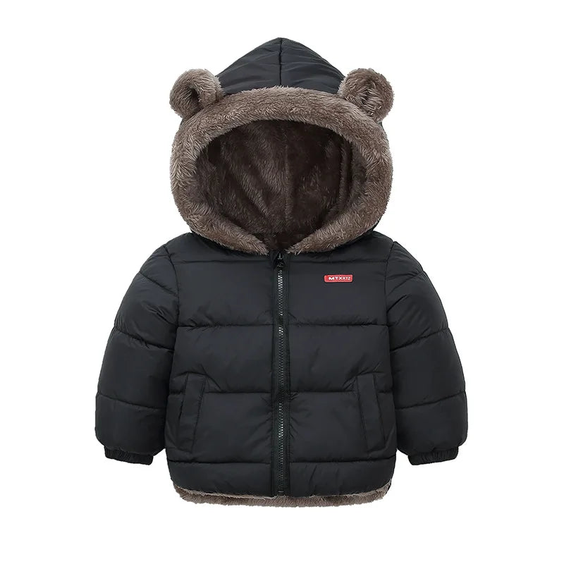 Baby Hooded Cotton Jacket – Thick Fleece Winter Coat for Boys & Girls!