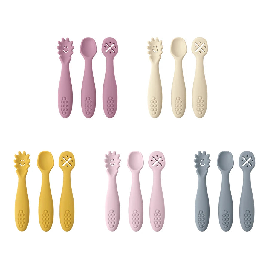 3PCS Cute Baby Learning Spoons Set – Ideal for Newborn Feeding & Toddler Weaning!