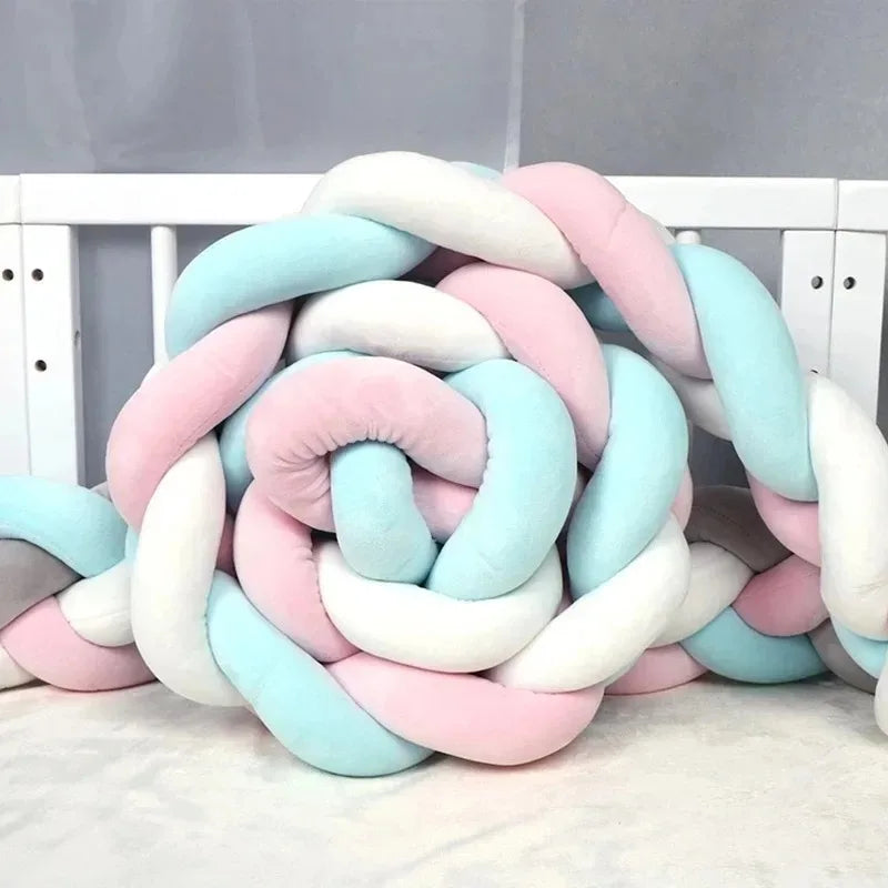 Baby Bumper Bed Braid Knot Pillow – 1,2,3,4M Crib Protector & Room Decor!