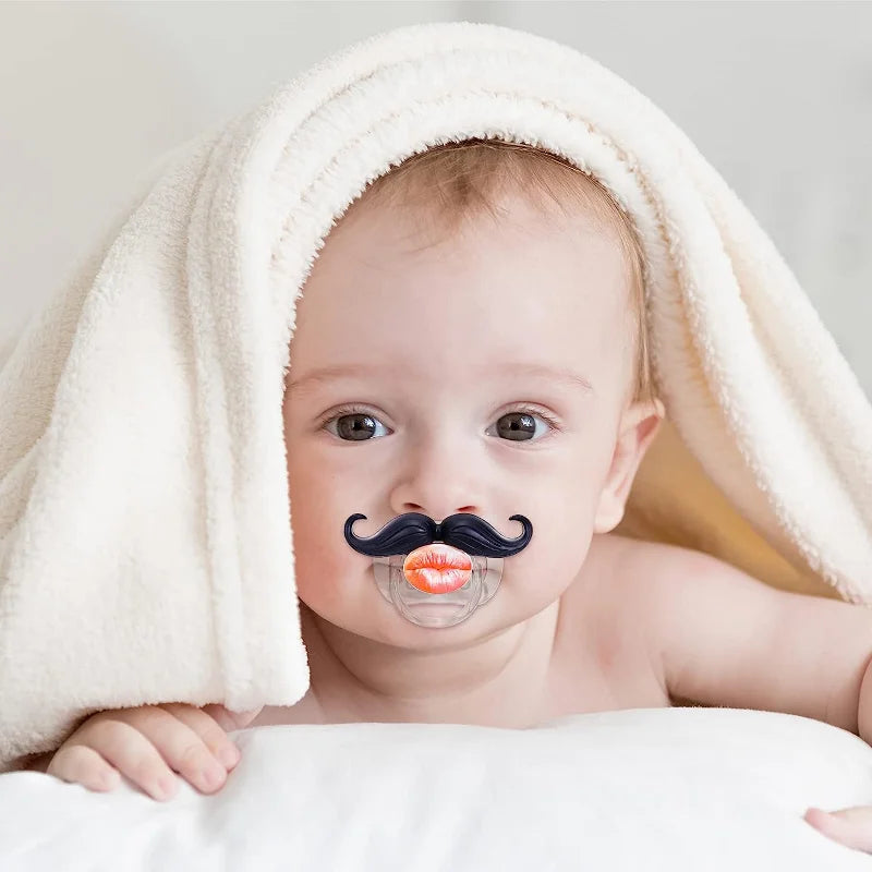 Funny Pacifiers for Babies,Newborn Pacifier,Funny Pcifiers for 0-6 Months, Mustache Pacifier,Teeth Binky,Gift Pacifiers for Boys