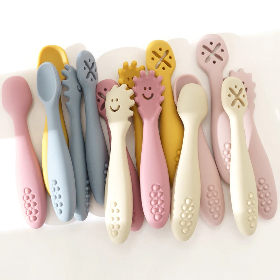 3PCS Cute Baby Learning Spoons Set – Ideal for Newborn Feeding & Toddler Weaning!