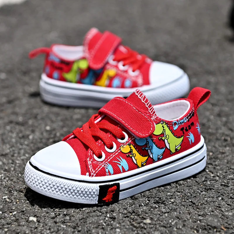 Children cartoon canvas shoes boys and girls casual low-top shoes baby spring and autumn breathable single fashion sneakers