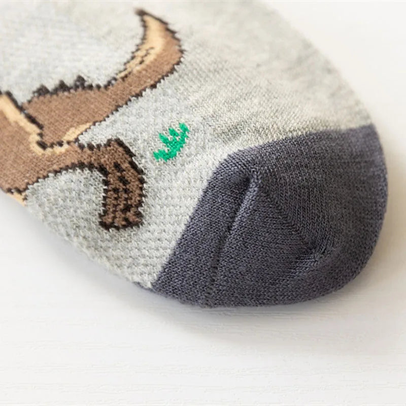 5 Pairs Dinosaur Pattern Socks for Boys – Comfortable & Breathable Kids' Socks!