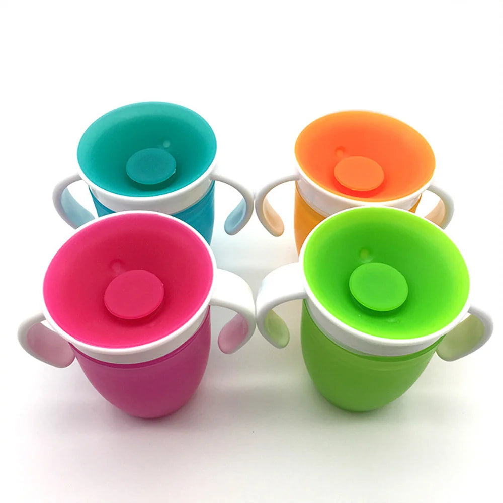 360° Rotating Baby Drinking Cup – Leakproof with Double Handles & Flip Lid!