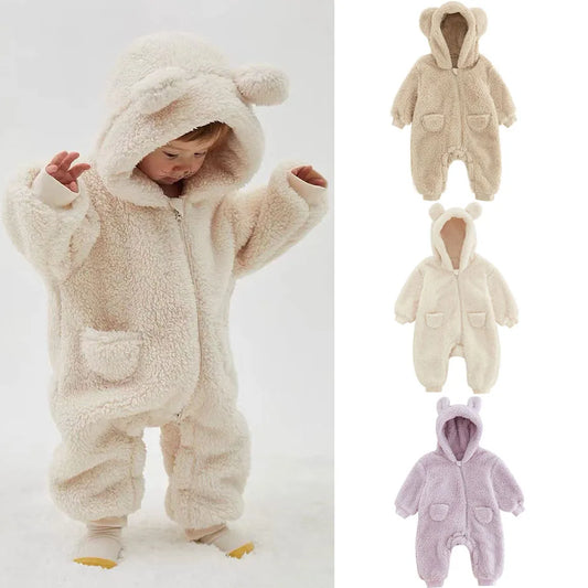 0-2Y Fleece Baby Rompers – Cozy Animal Overalls for Boys & Girls!