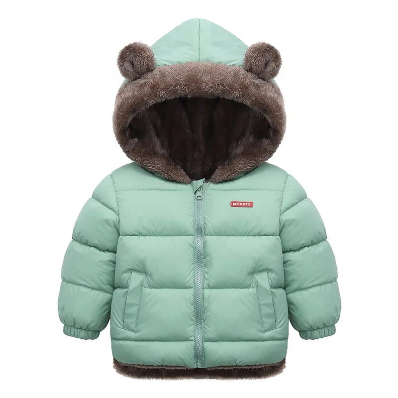 Baby Hooded Cotton Jacket – Thick Fleece Winter Coat for Boys & Girls!