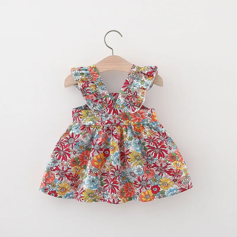 2-Pack Baby Girl Floral Dresses – Stylish Cotton with Crossbody Bag, 0-3 Months!