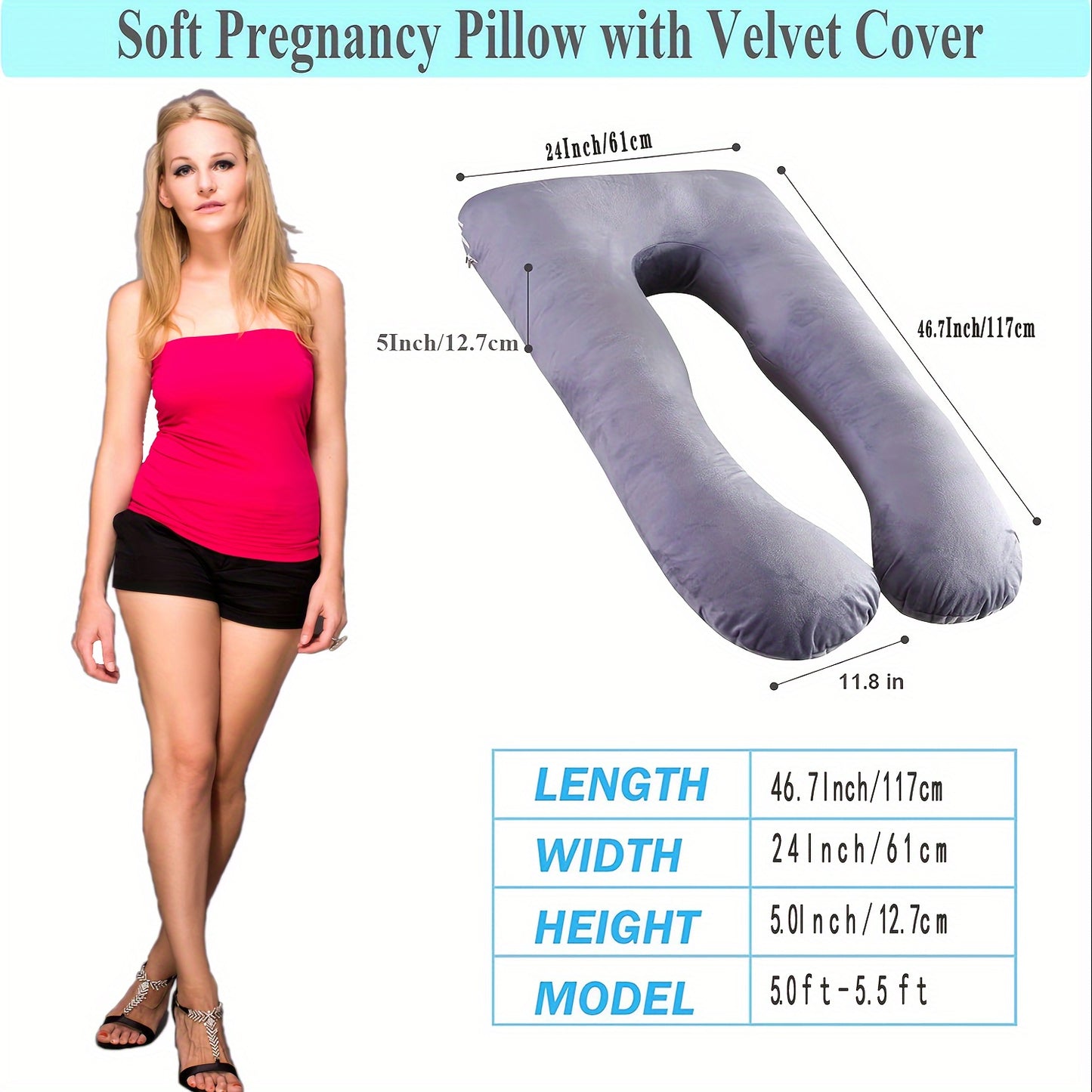 U-Shaped Pregnancy Pillow – Ultimate Comfort with Multifunctional Waist Support for Expecting Mothers!